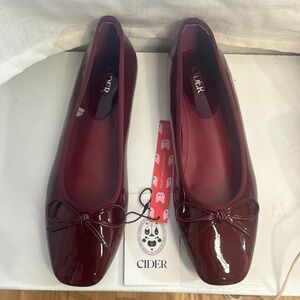 Cider Burgundy Flats with Bow Detail